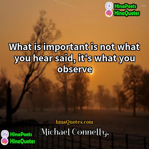 Michael Connelly Quotes | What is important is not what you